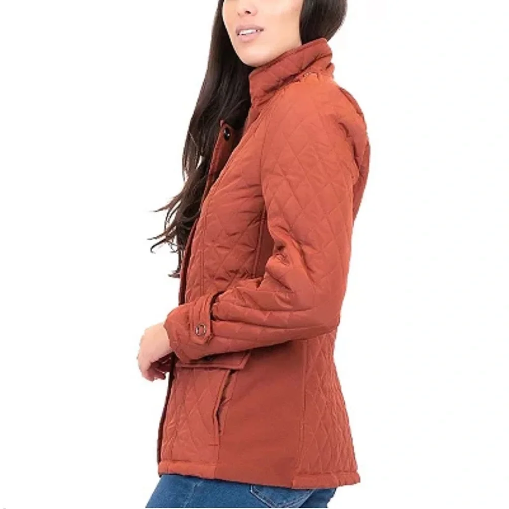 🧶 Mo-Ka Burnt Orange Anthea Quilted Riding Jacket | XS